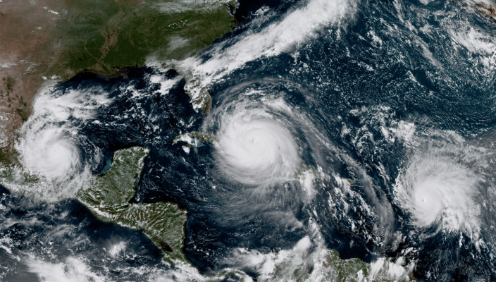 Satellite view of Hurricane Irma over Florida and the Caribbean 