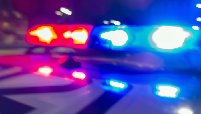 Closeup of the lights atop a police car