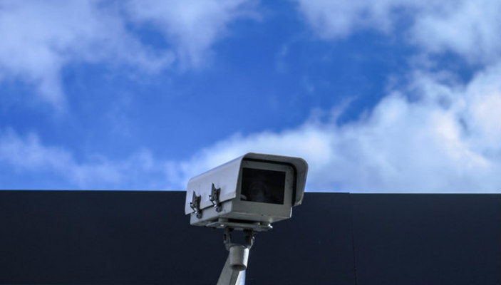 video camera mounted on a wall