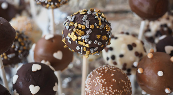 Chocolate cakepops with different kinds of sprinkles