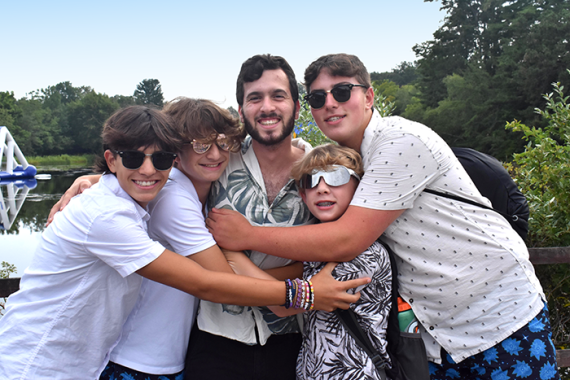 Campers and Israeli counselors at URJ Camp Harlam