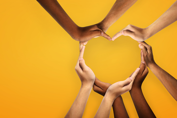 Photo of a heart created from hands