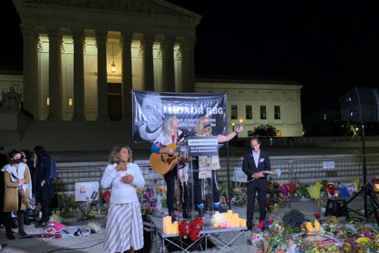 Vigil in remembrance of Justice Ruth Bader Ginsburg in front of the US Supreme Court building