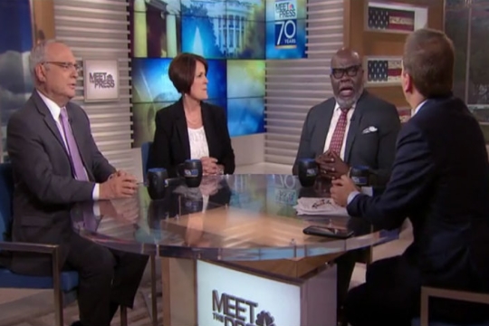 Screencap of panel on Meet the Press featuring Rabbi David Saperstein