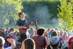 Campers enjoying music at URJ Camp Kalsman